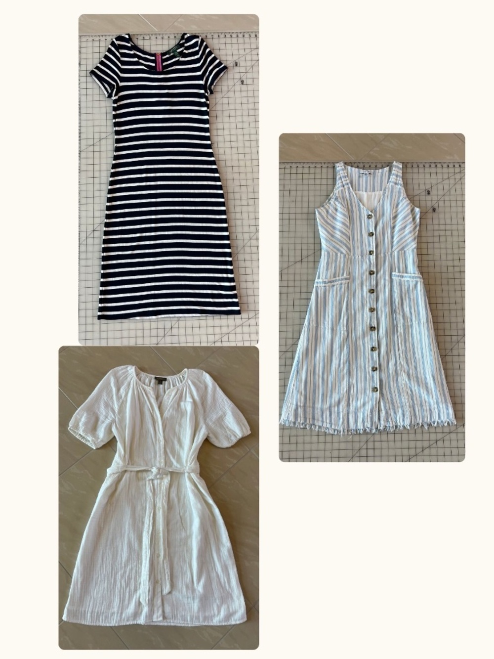 Lot of 3 Women's Summer Dresses Size M Lauren Ralph Lauren Style & Co Pure Navy